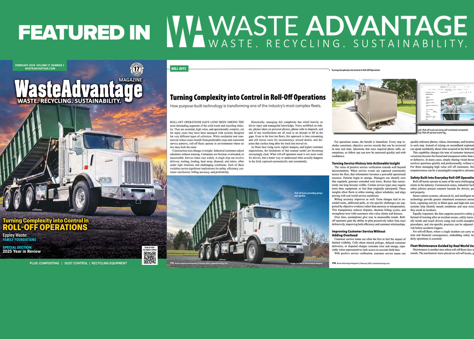 Rolloff management software technology for fleets