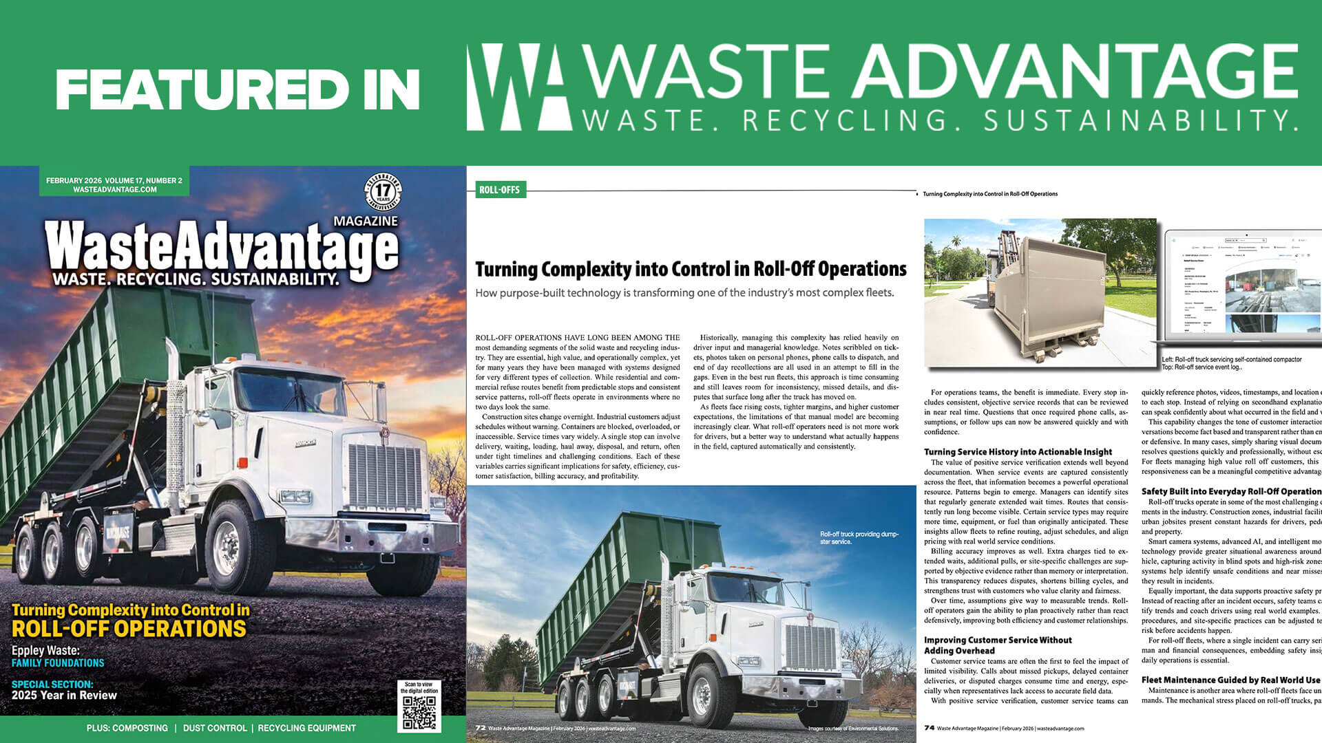 Rolloff management software technology for fleets